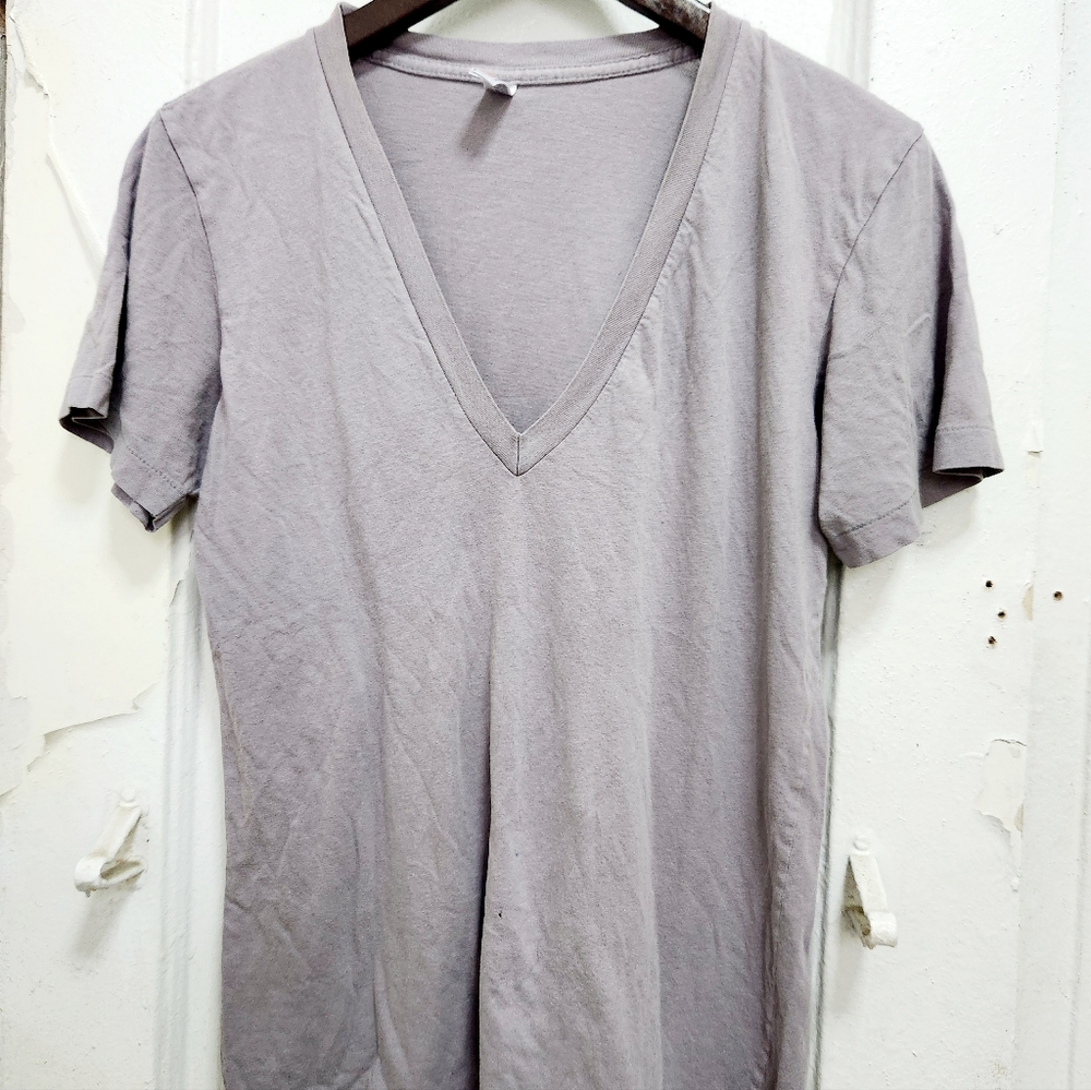 American Apparel grey v-neck unisex t shirt